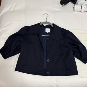 Short sleeve navy jacket with cute button details #y2k #workchic